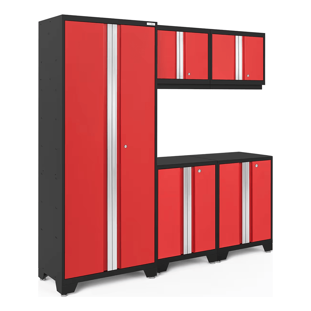 NewAge Garage Cabinets BOLD Series Red 5-Piece Set (No Countertop)-53220-Garage Giant