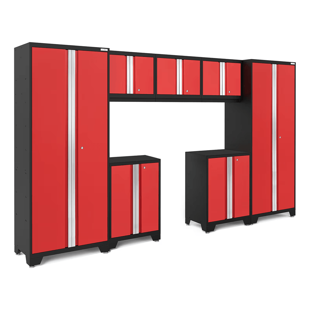 NewAge Garage Cabinets BOLD Series Red 7-Piece Set (No Countertop)-53222-Garage Giant