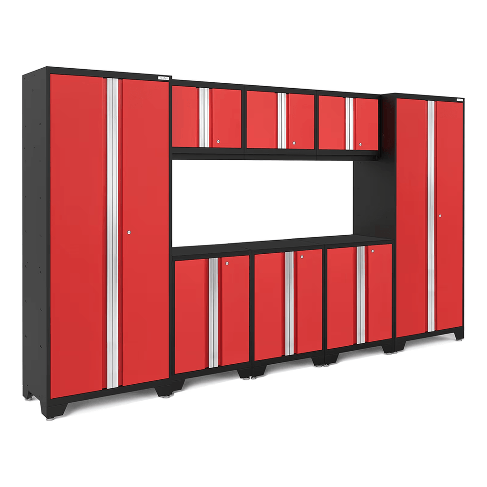 NewAge Garage Cabinets BOLD Series Red 8-Piece Set (No Countertop)-53223-Garage Giant