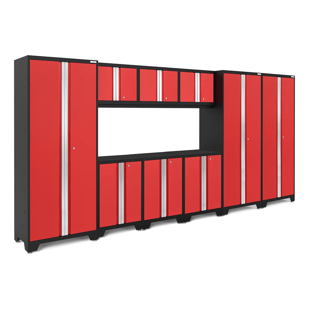 NewAge Garage Cabinets BOLD Series Red 9-Piece Set (No Countertop)-53224-Garage Giant