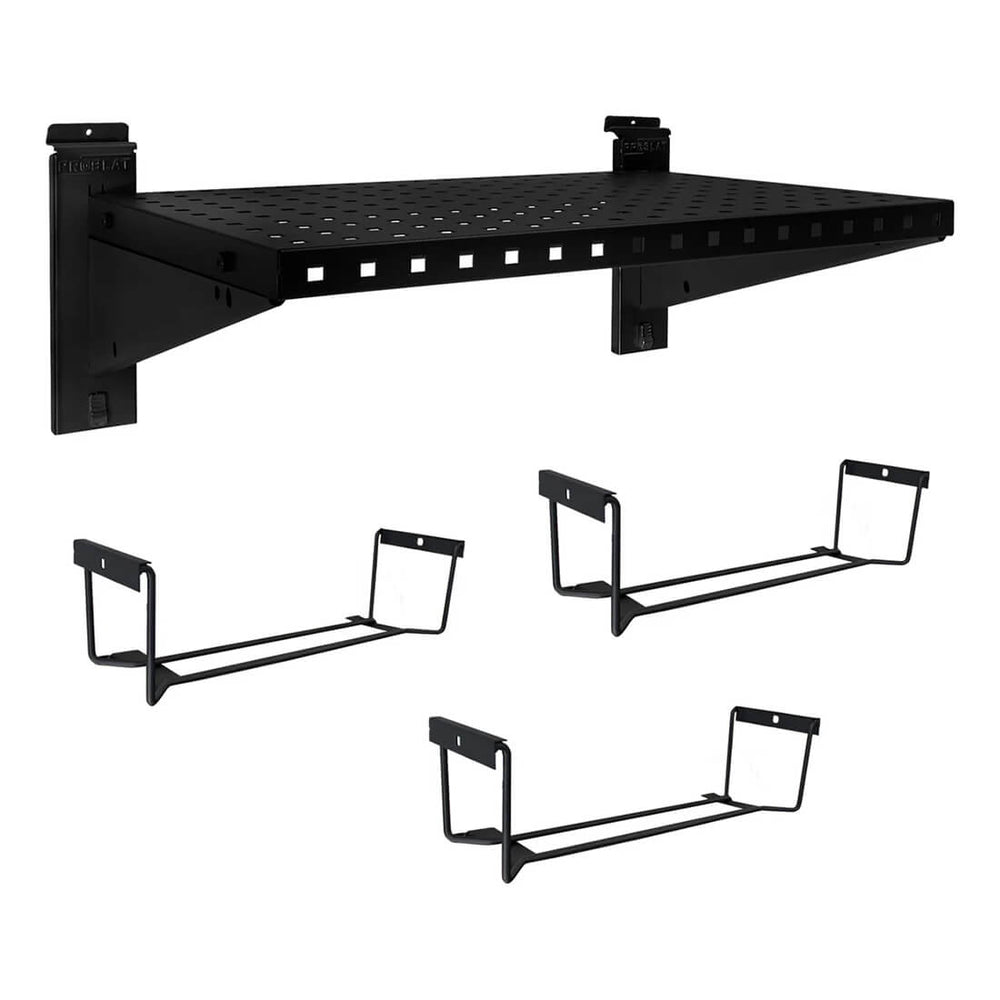 Proslat Stealth Slatwall 24-Inch Heavy Duty Metal Shelf with Tool Holders-53318K-Garage Giant