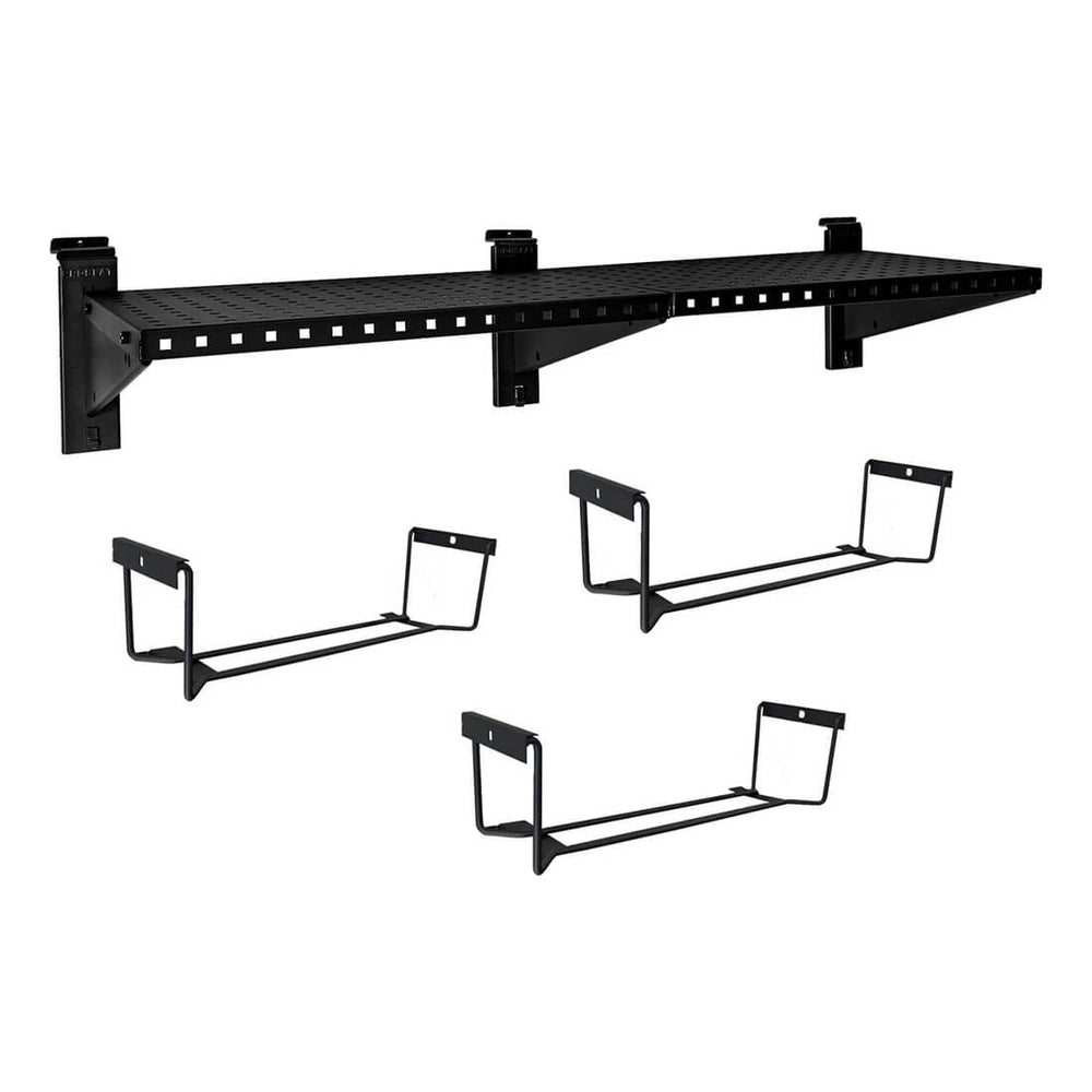 Proslat Stealth Slatwall 48-Inch Heavy Duty Metal Shelf with Tool Holders-53319K-Garage Giant
