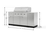 NewAge Outdoor Kitchens Outdoor Grill Island Stainless-Steel 6-Piece Cabinet Set with 1-Door, Grill Cabinet, Performance Grill, Side Burner and Dekton in Aeris Countertop - (Liquid Propane) 
