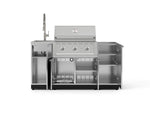 NewAge Outdoor Kitchens Outdoor Grill Island Stainless-Steel 5-Piece Cabinet Set with Sink, 1 Door, Grill Cabinet, Performance Grill and Stainless Steel Countertop - (Liquid Propane) 