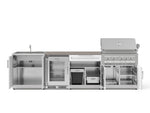 NewAge Outdoor Kitchens Stainless Steel 6-Piece Cabinet Set with Sink, Bar, Grill Cabinet, Platinum Grill, Countertop and Glass Door Fridge-73852-Garage Giant 