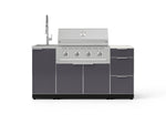 NewAge Outdoor Kitchens Outdoor Grill Island Aluminum 5-Piece Cabinet Set with Sink, 3 Drawer, Grill Cabinet, Performance Grill and Stainless Steel Countertop - (Natural Gas) 