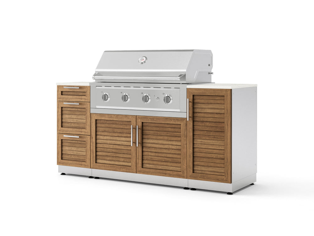 NewAge Outdoor Kitchens Outdoor Grill Island Stainless-Steel Louvered Doors 6-Piece Cabinet Set with 1 Door, 3 Drawer, Grill Cabinet, Performance Grill and Dekton in Aeris Countertops - (Liquid Propane) | Garage Giant