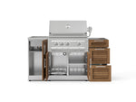 NewAge Outdoor Kitchens Outdoor Grill Island Stainless-Steel Louvered 5-Piece Cabinet Set with Sink, 3 Drawer, Grill Cabinet, Platinum Grill and Stainless Steel Countertop - (Natural Gas) 
