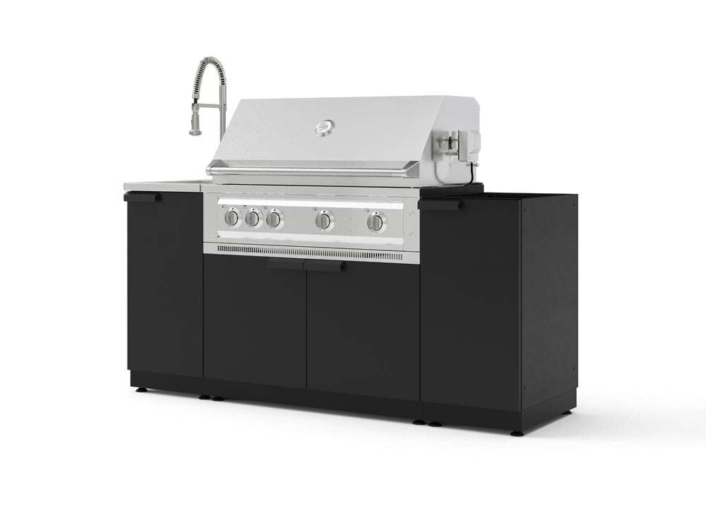 NewAge Outdoor Kitchens Outdoor Grill Island Stainless-Steel 5-Piece Cabinet Set with Sink, 1 Door, Grill Cabinet, Platinum Grill and Stainless Steel Countertop - (Liquid Propane) | Garage Giant