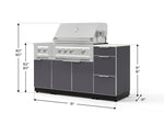NewAge Outdoor Kitchens Outdoor Grill Island Aluminum 6-Piece Cabinet Set with 3-Drawer, Grill Cabinet, Platinum Grill, Dual Side Burner and Dekton in Aeris Countertop - (Natural Gas) 