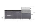 NewAge Outdoor Kitchens Aluminum 5-Piece Cabinet Set With Casters and 3 Drawer, Bar, Grill Cabinet, Platinum Grill, Countertop-72574-Garage Giant 