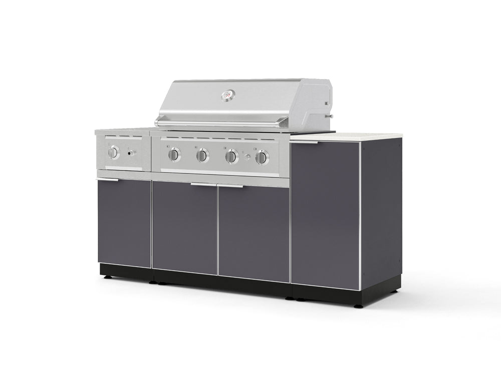 NewAge Outdoor Kitchens Outdoor Grill Island Aluminum 6-Piece Cabinet Set with 1-Door, Grill Cabinet, Performance Grill, Side Burner and Countertop - (Natural Gas) | Garage Giant