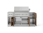 NewAge Outdoor Kitchens Outdoor Grill Island Stainless-Steel Louvered Doors 5-Piece Cabinet Set with 1-Door, Grill Cabinet, Dual Side Burner and Platinum Grill - (Natural Gas) 