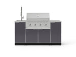 NewAge Outdoor Kitchens Outdoor Grill Island Aluminum 5-Piece Cabinet Set with Sink, 1 Door, Grill Cabinet, Performance Grill and Stainless Steel Countertop-75298-Garage Giant 