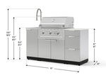 NewAge Outdoor Kitchens Outdoor Grill Island Stainless-Steel 5-Piece Cabinet Set with Sink, 3 Drawer, Grill Cabinet, Performance Grill and Stainless Steel Countertop - (Liquid Propane) 
