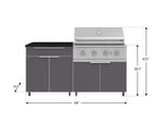 NewAge Outdoor Kitchens Aluminum 4-Piece Cabinet Set with Casters and Bar, Grill Cabinet, Performance Grill, and Countertop-72235-Garage Giant 