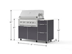 NewAge Outdoor Kitchens Outdoor Grill Island Aluminum 4-Piece Cabinet Set with Casters and 3-Drawer, Grill Cabinet, Platinum Grill and Dekton in Aeris Countertop - (Liquid Propane) 