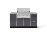 NewAge Outdoor Kitchens Outdoor Grill Island Aluminum 5-Piece Cabinet Set with Sink, 3 Drawer, Grill Cabinet, Performance Grill and Stainless Steel Countertop 
