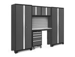 NewAge Garage Cabinets Bold Series 6-Piece Cabinet Set with Locker, RTA Locker, Tool, Wall Cabinets, Slatwall Backsplash, Workbench and Worktop-63025-Garage Giant 