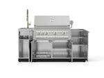 NewAge Outdoor Kitchens Outdoor Grill Island Stainless-Steel 5-Piece Cabinet Set with Sink, 1 Door, Grill Cabinet, Platinum Grill and Stainless Steel Countertop - (Natural Gas) 