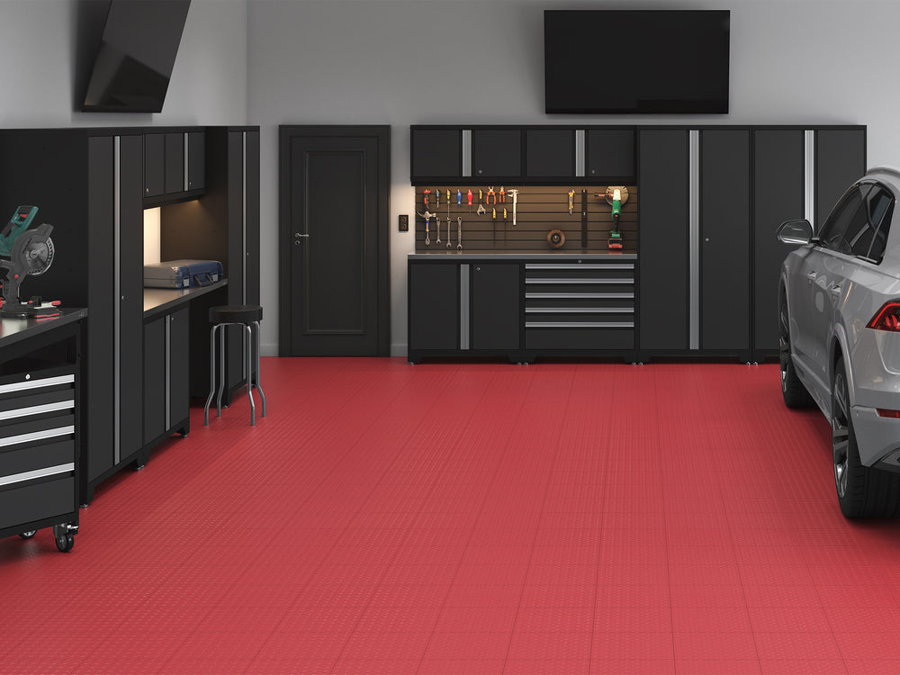 NewAge Garage Flooring Diamond Pattern Polypropylene Garage Flooring Tiles 600 sq. ft. Flooring Bundle - Red-12567-Garage Giant