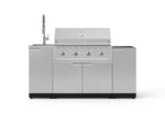 NewAge Outdoor Kitchens Outdoor Grill Island Stainless-Steel 5-Piece Cabinet Set with Sink, 1 Door, Grill Cabinet, Performance Grill and Stainless Steel Countertop - (Liquid Propane) 