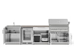 NewAge Outdoor Kitchens Stainless Steel 6-Piece Cabinet Set with Sink, Bar, Grill Cabinet, Platinum Grill, Countertop and Glass Door Fridge-73853-Garage Giant 