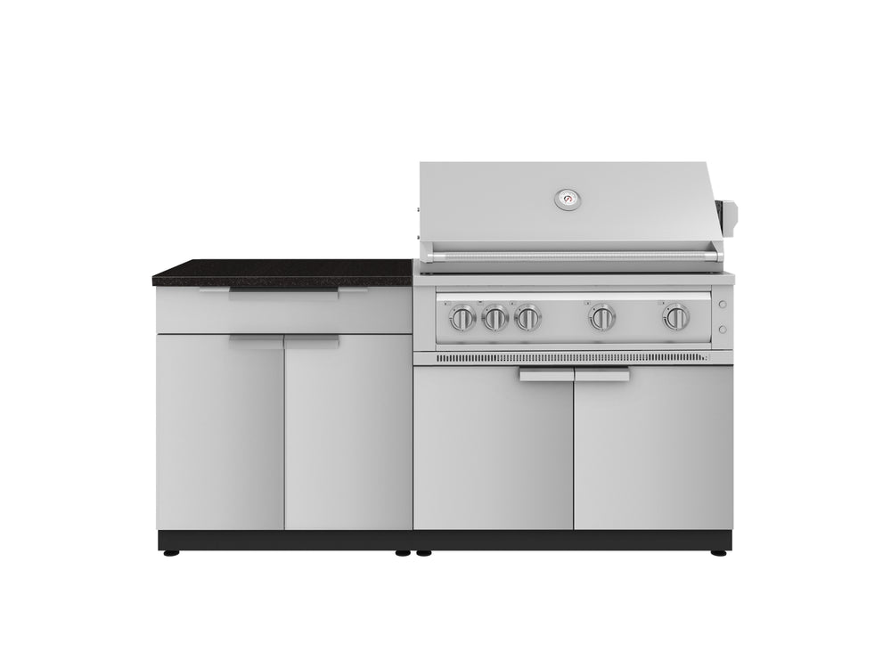 NewAge Outdoor Kitchens Stainless-Steel 4-Piece Cabinet Set with Bar, Grill Cabinet, Platinum Grill, and Countertop-71702-Garage Giant