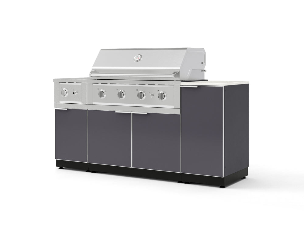 NewAge Outdoor Kitchens Outdoor Grill Island Aluminum 6-Piece Cabinet Set with 1-Door, Grill Cabinet, Performance Grill, Side Burner and Countertop - (Liquid Propane) | Garage Giant