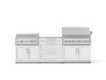 NewAge Outdoor Kitchens Stainless Steel Louvered Doors 6-Piece Cabinet Set with 3 Drawer, Grill Cabinet, Platinum Griddle, Grill and Countertop-75163-Garage Giant 