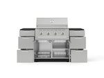 NewAge Outdoor Kitchens Outdoor Grill Island Stainless-Steel 6-Piece Cabinet Set with 3 Drawers, Grill Cabinet, Performance Grill and Dekton in Sirius Countertops - (Liquid Propane) 