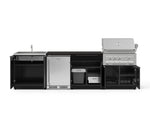 NewAge Outdoor Kitchens Aluminum 6-Piece Cabinet Set with Sink, Bar, Grill Cabinet, Platinum Grill, Countertop and Stainless Steel Door Fridge-73716-Garage Giant 