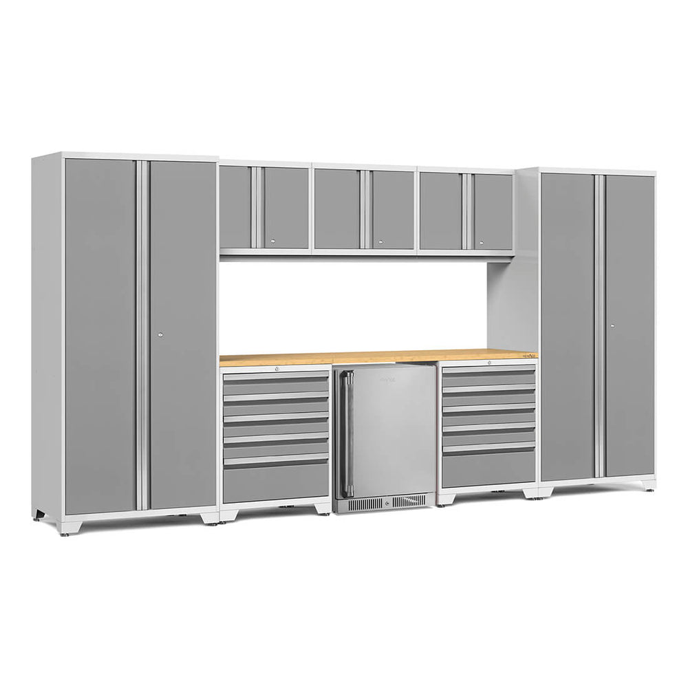 NewAge Garage Cabinets PRO Series Platinum 6-Piece Set with Bamboo Top - Thumbnail 4