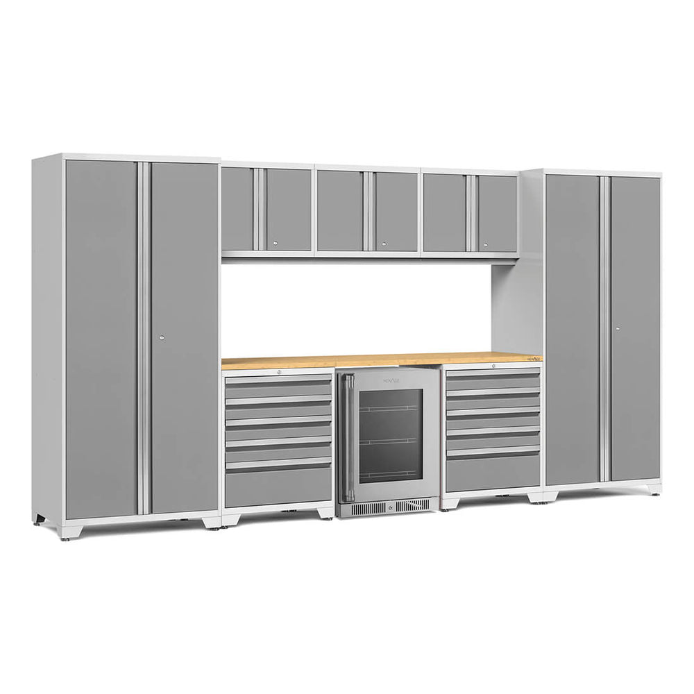 NewAge Garage Cabinets PRO Series Platinum 6-Piece Set with Bamboo Top