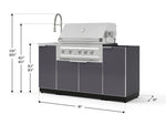 NewAge Outdoor Kitchens Outdoor Grill Island Aluminum 5-Piece Cabinet Set with Sink, 1 Door, Grill Cabinet, Platinum Grill and Stainless Steel Countertop - (Natural Gas) 