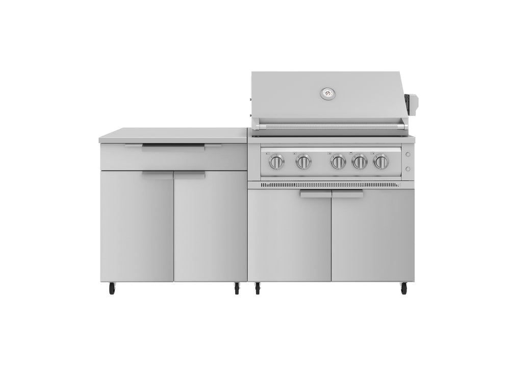 NewAge Outdoor Kitchens Stainless Steel 4-Piece Cabinet Set with Caster and Bar, Grill Cabinet, Performance Grill, and Countertop-72424-Garage Giant
