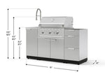 NewAge Outdoor Kitchens Outdoor Grill Island Stainless-Steel 5-Piece Cabinet Set with Sink, 3 Drawer, Grill Cabinet, Performance Grill and Stainless Steel Countertop - (Natural Gas) 