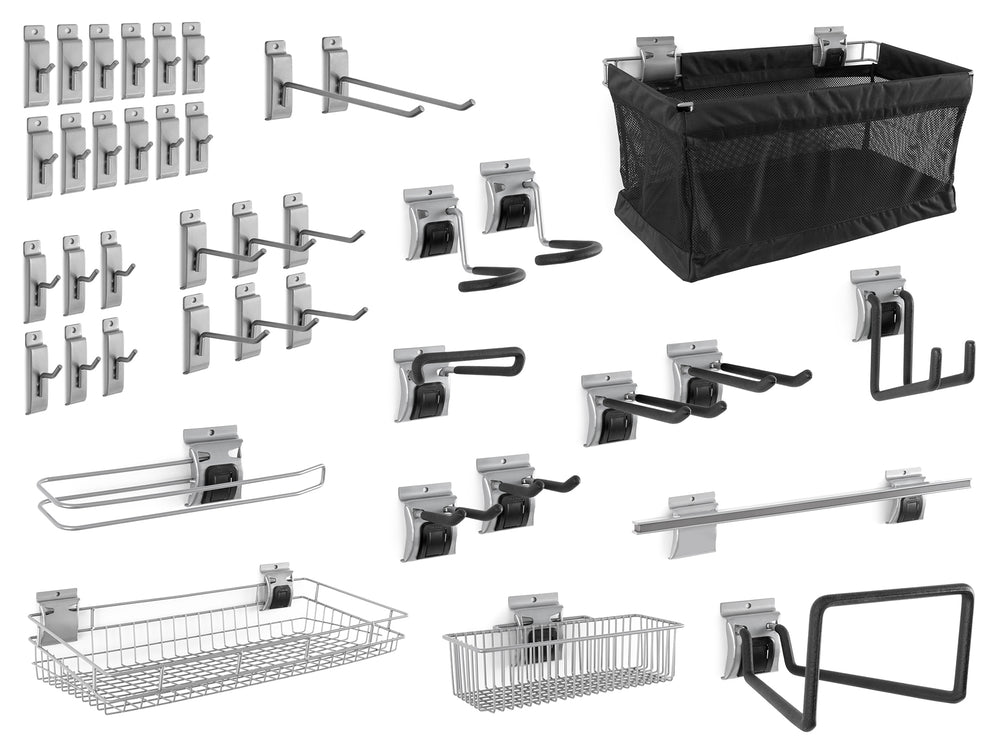 NewAge Garage Cabinets 40-Piece Slatwall Accessory Kit with Locking Mechanism-55539-Garage Giant