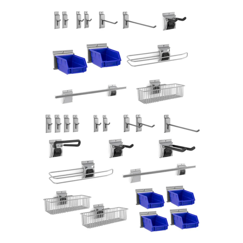 NewAge Garage Cabinets Backsplash Hook Kits with Locking Mechanism - Small (12-Piece) + Large (20-Piece)-55736-Garage Giant
