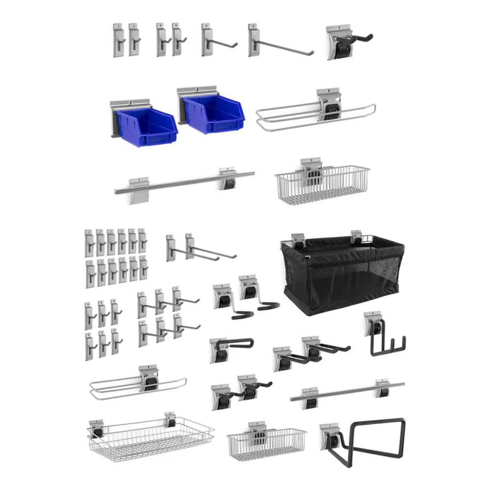NewAge Garage Cabinets Backsplash Hook Kits with Locking Mechanism - Small (12-Piece) + Large (40-Piece)-55737-Garage Giant