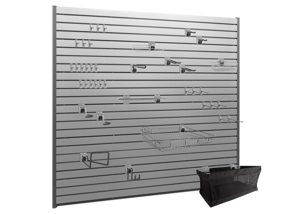 NewAge Garage Cabinets Lockable 40 SQ. FT. PVC Slatwall with 40-Piece Accessory Kit-55740-Garage Giant