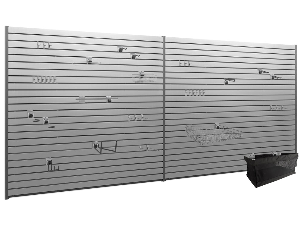 NewAge Garage Cabinets Lockable 80 SQ. FT. PVC Slatwall with 40-Piece Accessory Kit-55741-Garage Giant