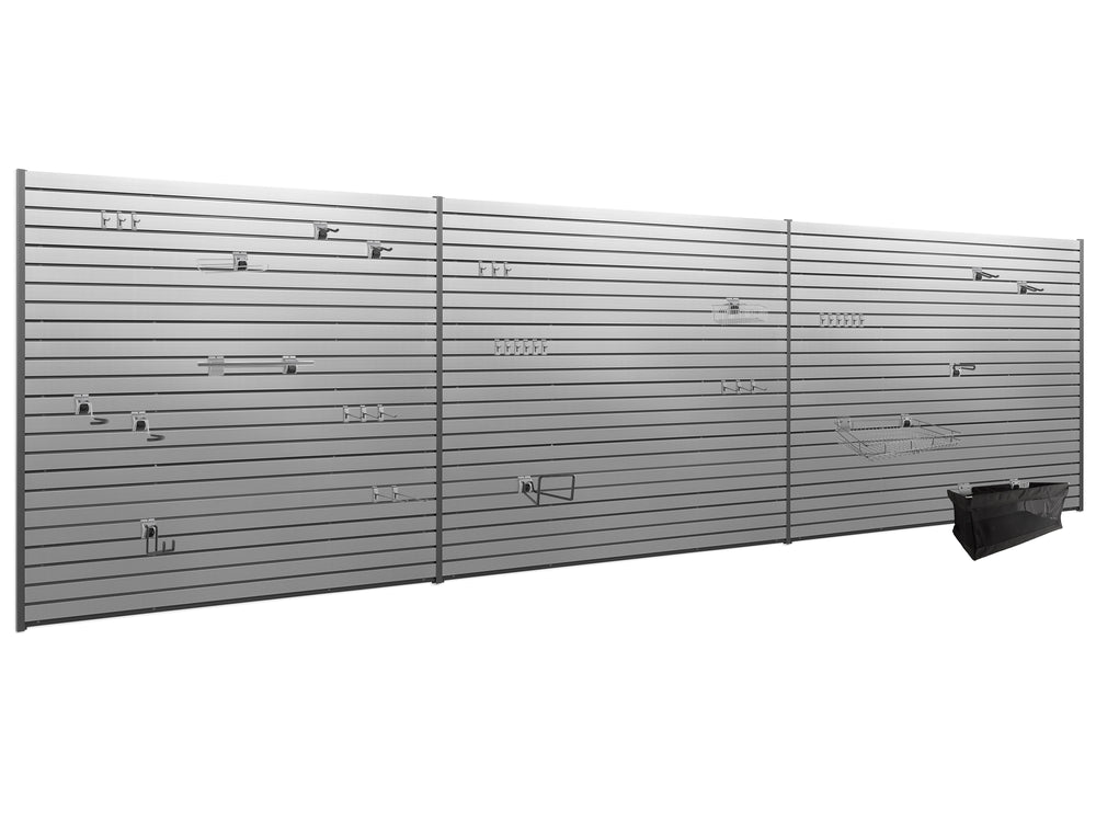 NewAge Garage Cabinets Lockable 120 SQ. FT. PVC Slatwall with 40-Piece Accessory Kit-55742-Garage Giant