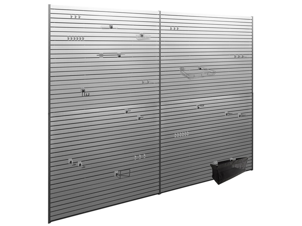 NewAge Garage Cabinets Lockable 160 SQ. FT. PVC Slatwall with 40-Piece Accessory Kit-55743-Garage Giant