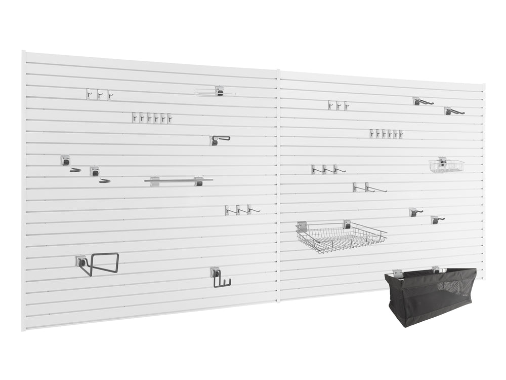 NewAge Garage Cabinets Lockable 80 SQ. FT. PVC Slatwall with 40-Piece Accessory Kit-55745-Garage Giant