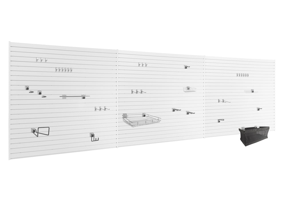 NewAge Garage Cabinets Lockable 120 SQ. FT. PVC Slatwall with 40-Piece Accessory Kit-55746-Garage Giant