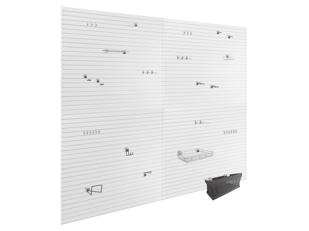 NewAge Garage Cabinets Lockable 160 SQ. FT. PVC Slatwall with 40-Piece Accessory Kit-55747-Garage Giant