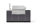 NewAge Outdoor Kitchens Outdoor Grill Island Aluminum 5-Piece Cabinet Set with Sink, 1 Door, Grill Cabinet, Platinum Grill and Stainless Steel Countertop - (Natural Gas) 