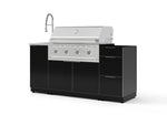 NewAge Outdoor Kitchens Outdoor Grill Island Aluminum 5-Piece Cabinet Set with Sink, 3 Drawer, Grill Cabinet, Performance Grill and Stainless Steel Countertop - (Natural Gas) | Garage Giant 
