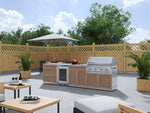 NewAge Outdoor Kitchens Stainless Steel 7-Piece Cabinet Set with 3-Drawer, Bar, Grill Cabinet, Performance Grill, Countertops and Fridge-67912-Garage Giant 